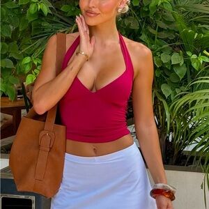 NWT White Fox Act Right Halter Top in Wine size M